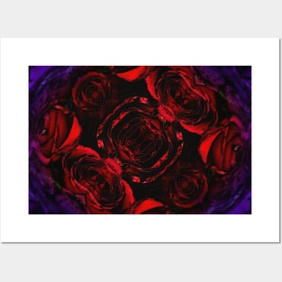 Red Roses Stone Floral Abstract Posters and Art